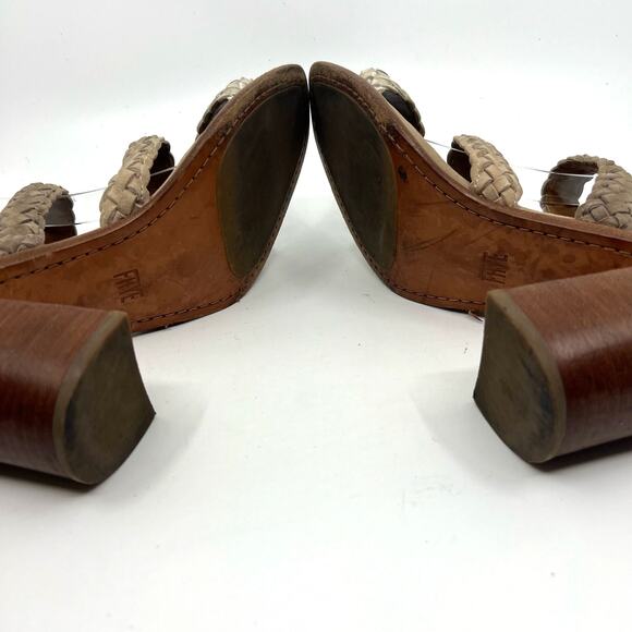 FRYE Amy Braided Leather Block Heeled Sandals Women's 9 US - Picture 8 of 9